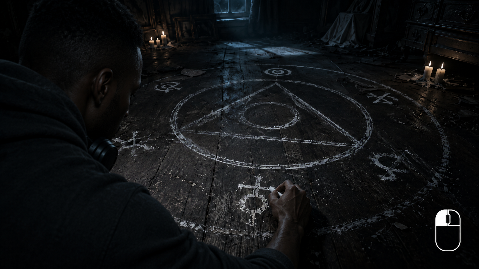 Drawing the ritual circle inside the house